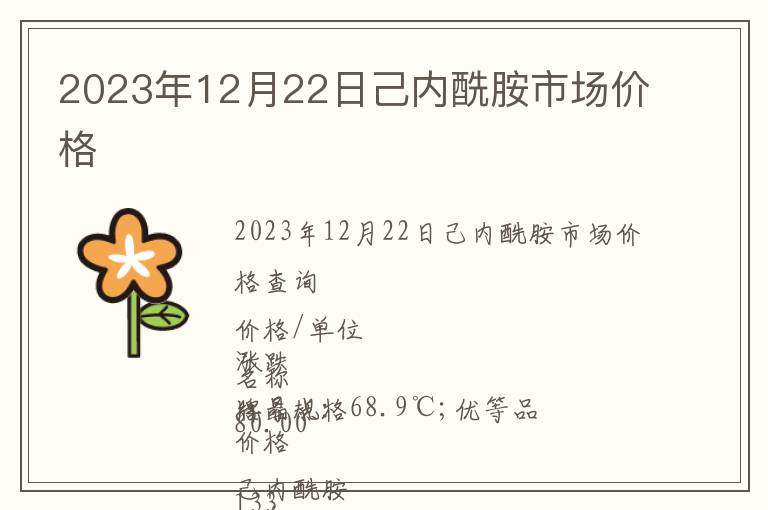2023年12月22日己內酰胺市場價格