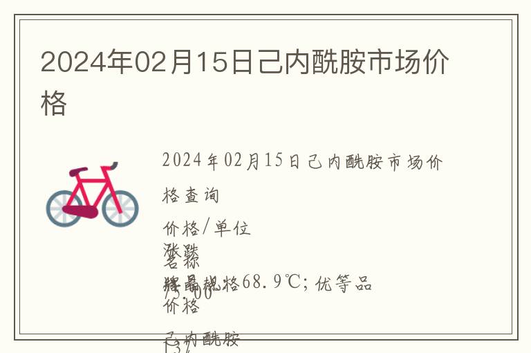 2024年02月15日己內酰胺市場價格