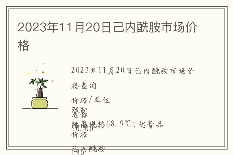 2023年11月20日己內(nèi)酰胺市場(chǎng)價(jià)格