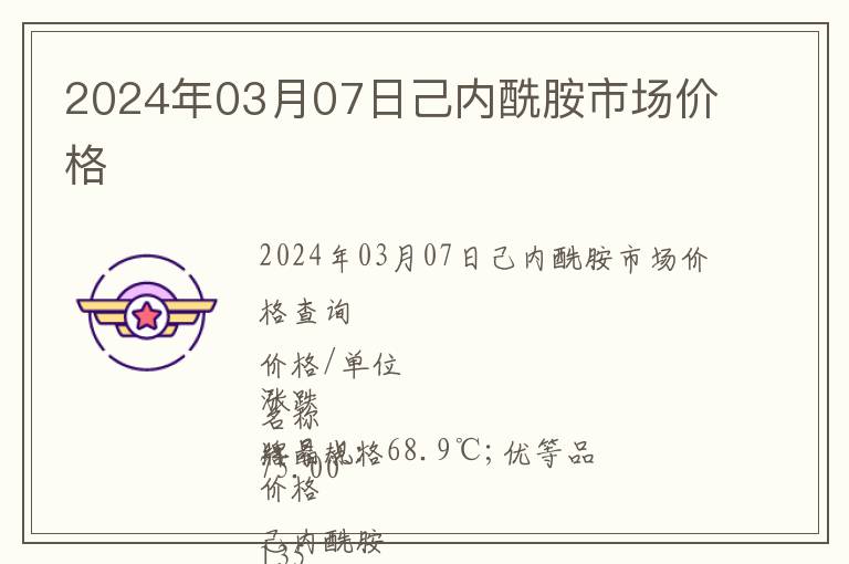 2024年03月07日己內酰胺市場價格
