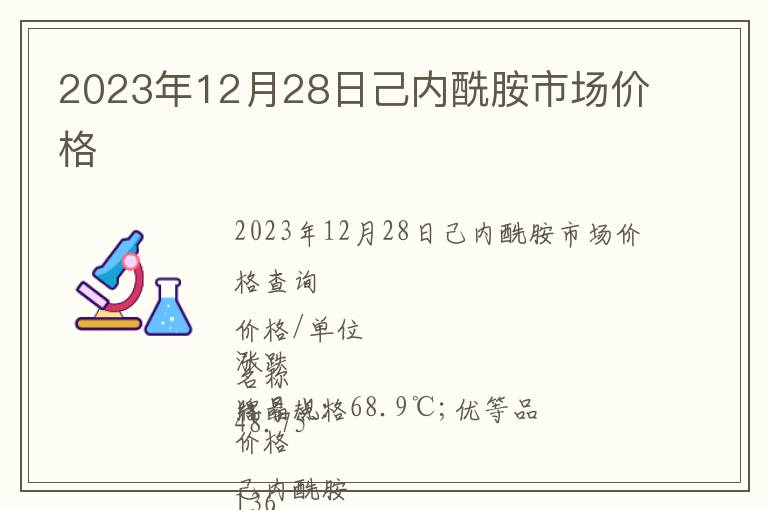 2023年12月28日己內(nèi)酰胺市場價格