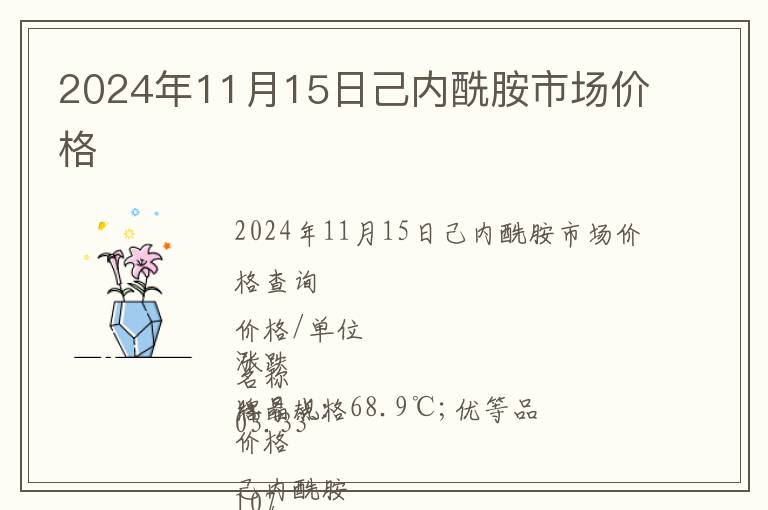 2024年11月15日己內(nèi)酰胺市場價格