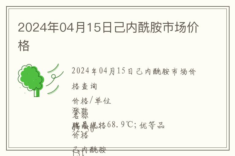 2024年04月15日己內酰胺市場價格