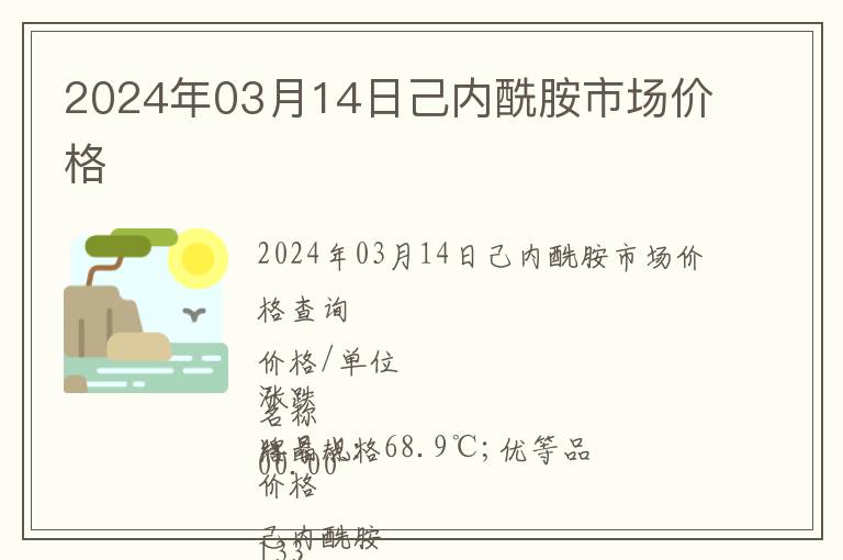 2024年03月14日己內(nèi)酰胺市場價格