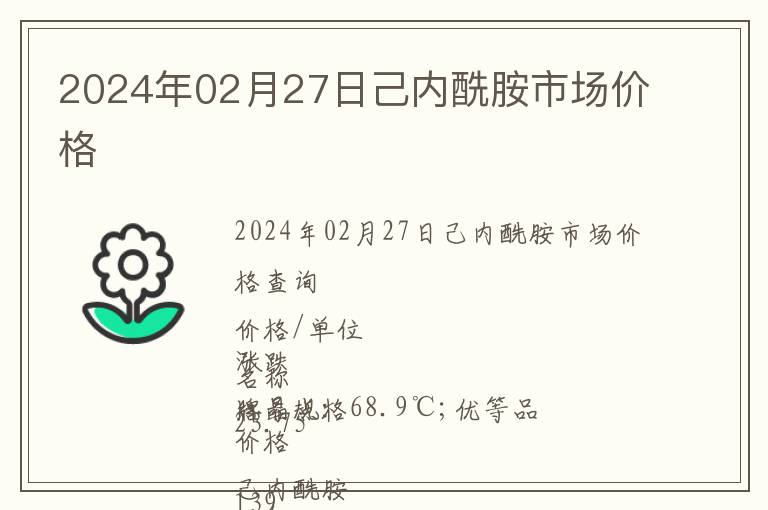 2024年02月27日己內(nèi)酰胺市場價(jià)格
