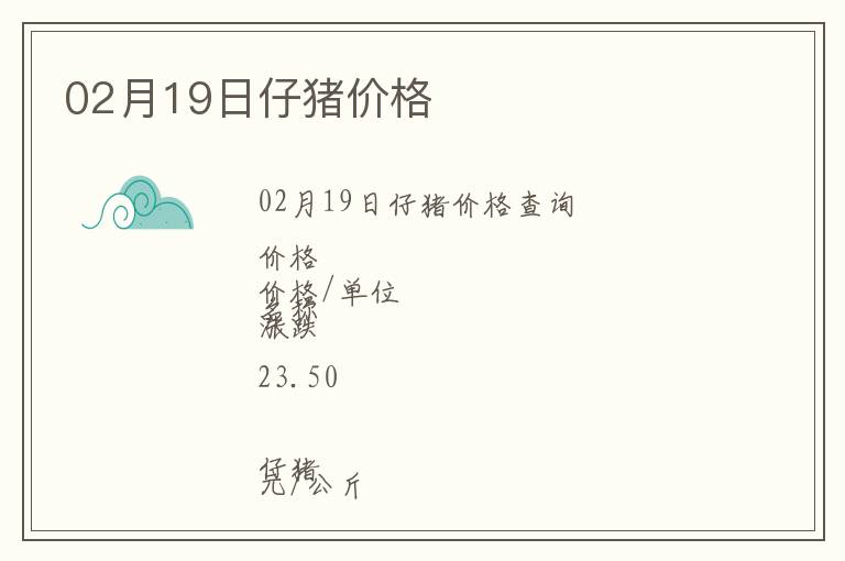 02月19日仔豬價格