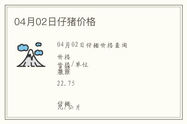 04月02日仔豬價格