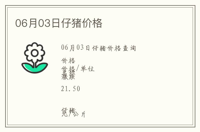 06月03日仔豬價(jià)格