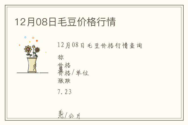 12月08日毛豆價格行情