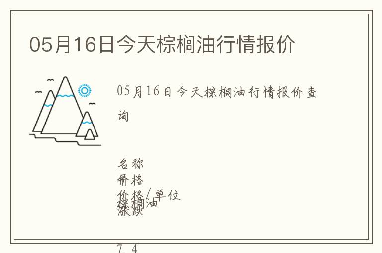 05月16日今天棕櫚油行情報(bào)價(jià)