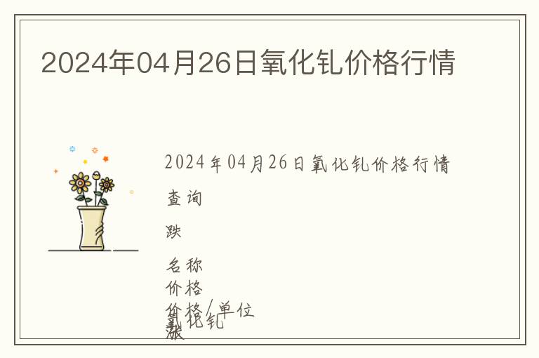 2024年04月26日氧化釓價(jià)格行情