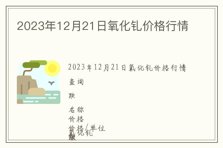 2023年12月21日氧化釓價格行情