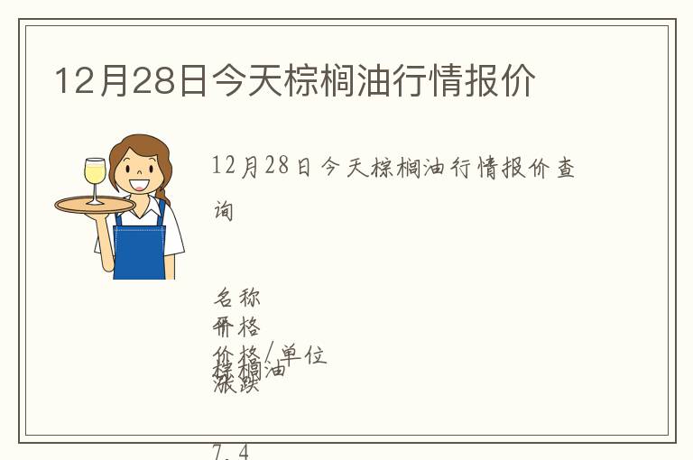 12月28日今天棕櫚油行情報(bào)價(jià)