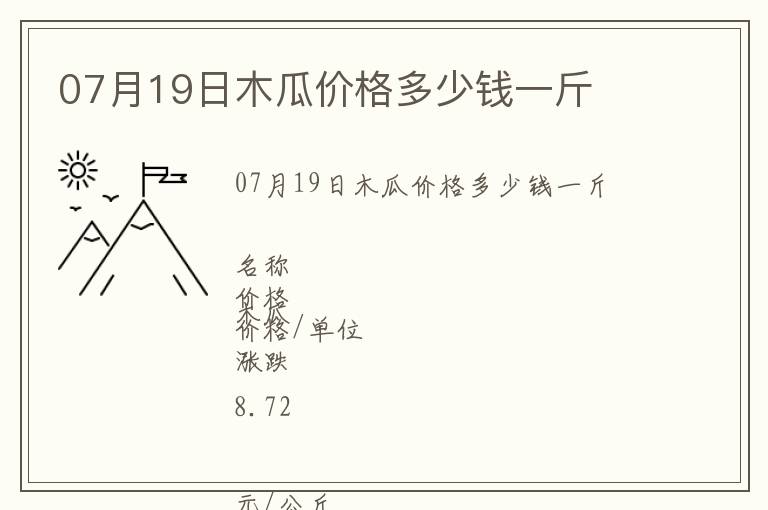 07月19日木瓜價(jià)格多少錢一斤