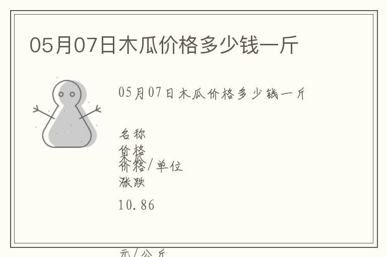 05月07日木瓜價(jià)格多少錢一斤