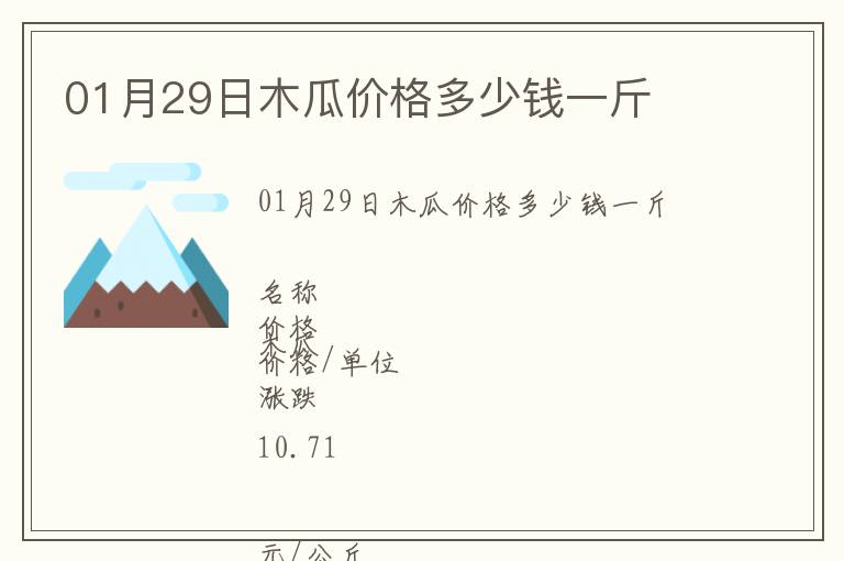 01月29日木瓜價格多少錢一斤
