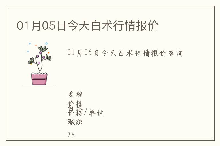 01月05日今天白術(shù)行情報(bào)價(jià)