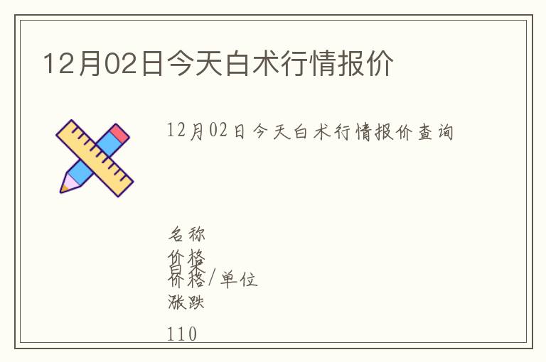 12月02日今天白術行情報價
