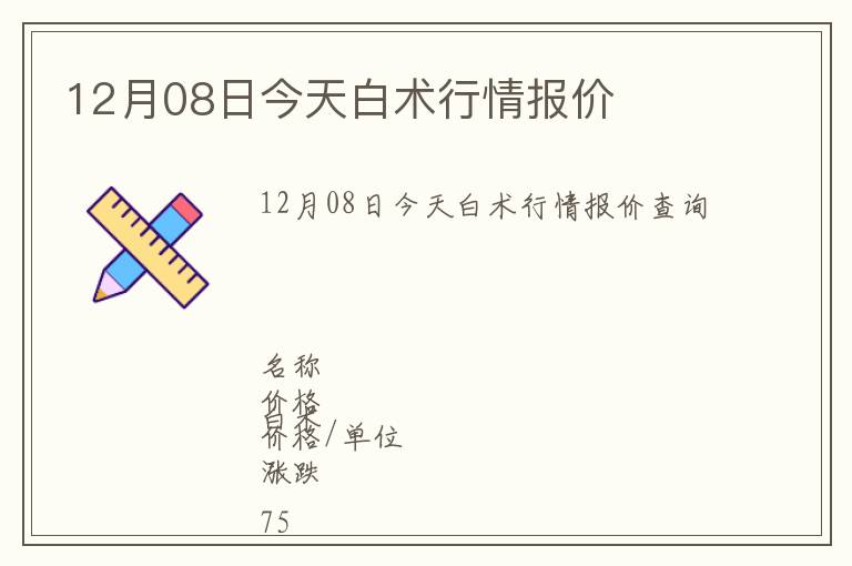 12月08日今天白術(shù)行情報(bào)價(jià)