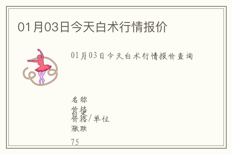 01月03日今天白術(shù)行情報價