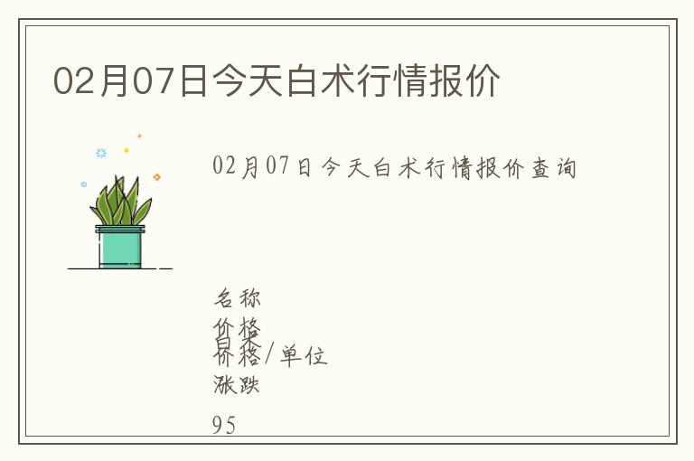 02月07日今天白術(shù)行情報價