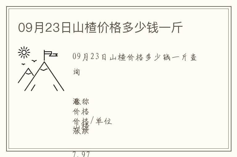 09月23日山楂價格多少錢一斤