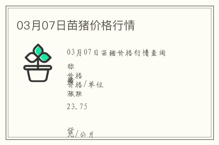 03月07日苗豬價(jià)格行情