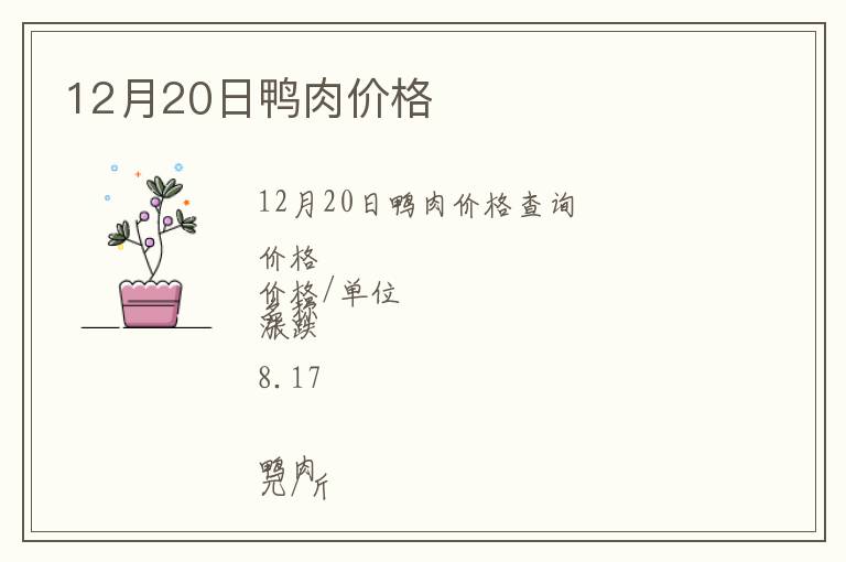 12月20日鴨肉價格