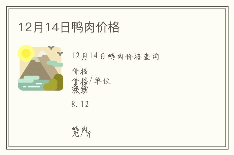 12月14日鴨肉價(jià)格