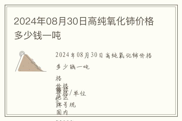 2024年08月30日高純氧化鈰價(jià)格多少錢一噸