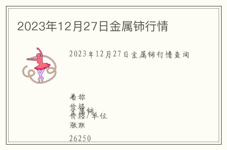 2023年12月27日金屬鈰行情